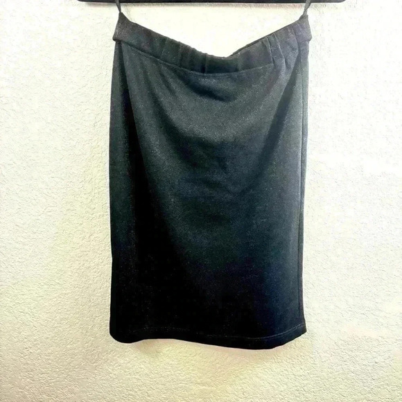 Vintage Betty Barclay Black Shimmer Clingy Midi Knee Length Skirt - Size 36 - Picture 5 of 6